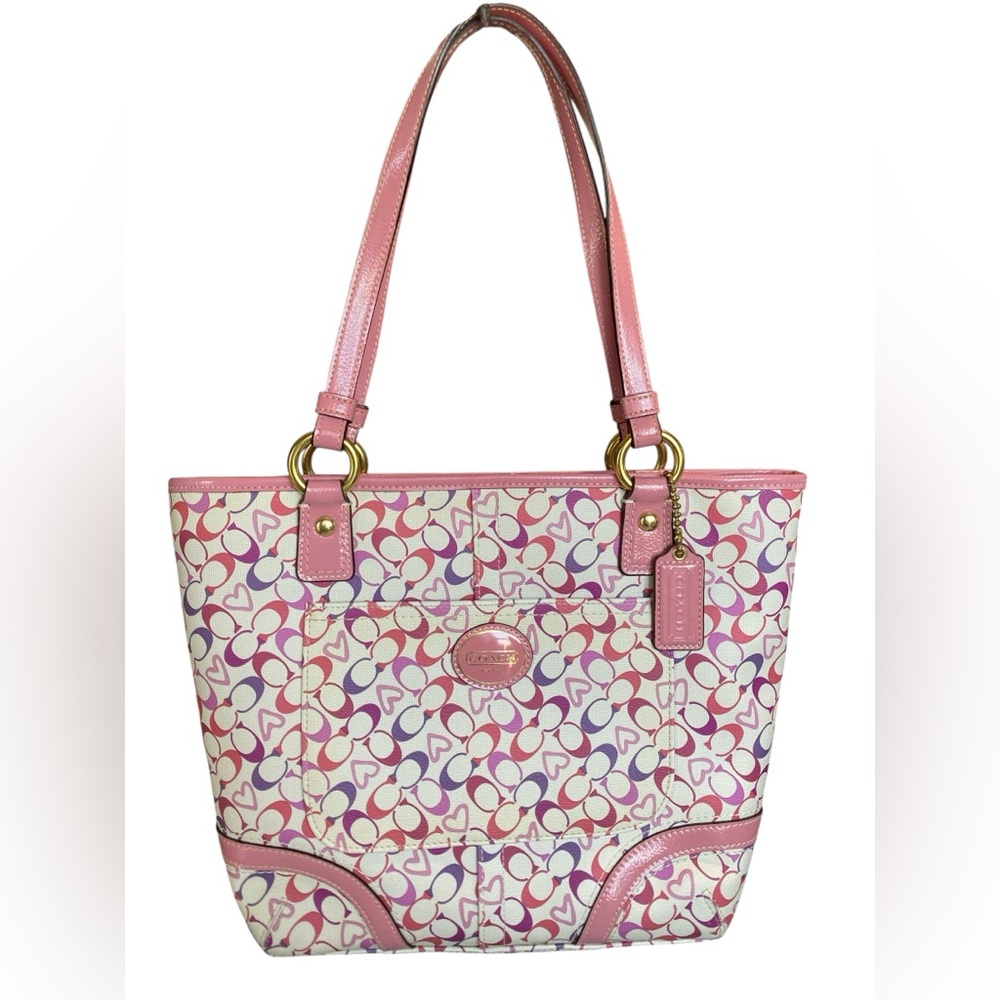 Coach Pink Multi-Heart Signature Tote